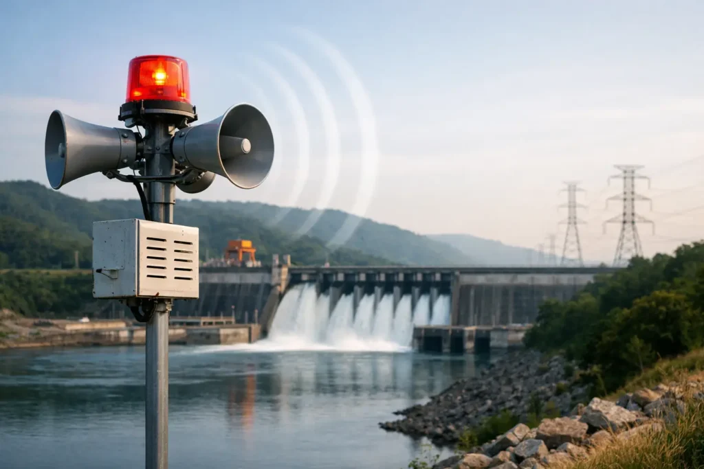 Sistema de alerta sonoro para barragens