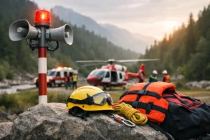 Zona de autossalvamento e alerta de emergência