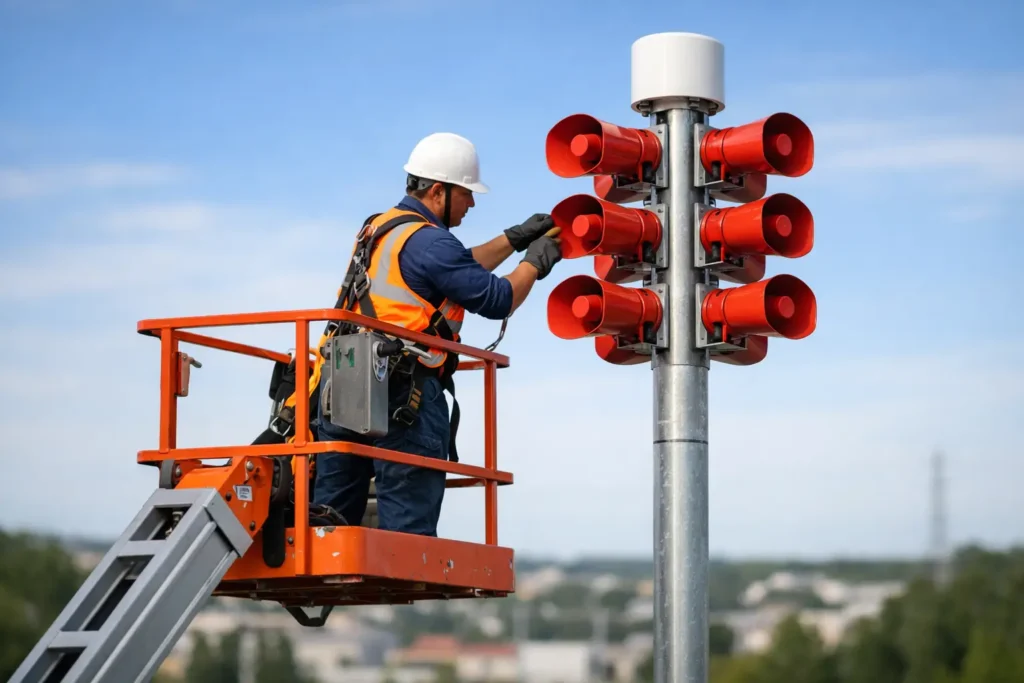 Como instalar torres de sirene com segurança